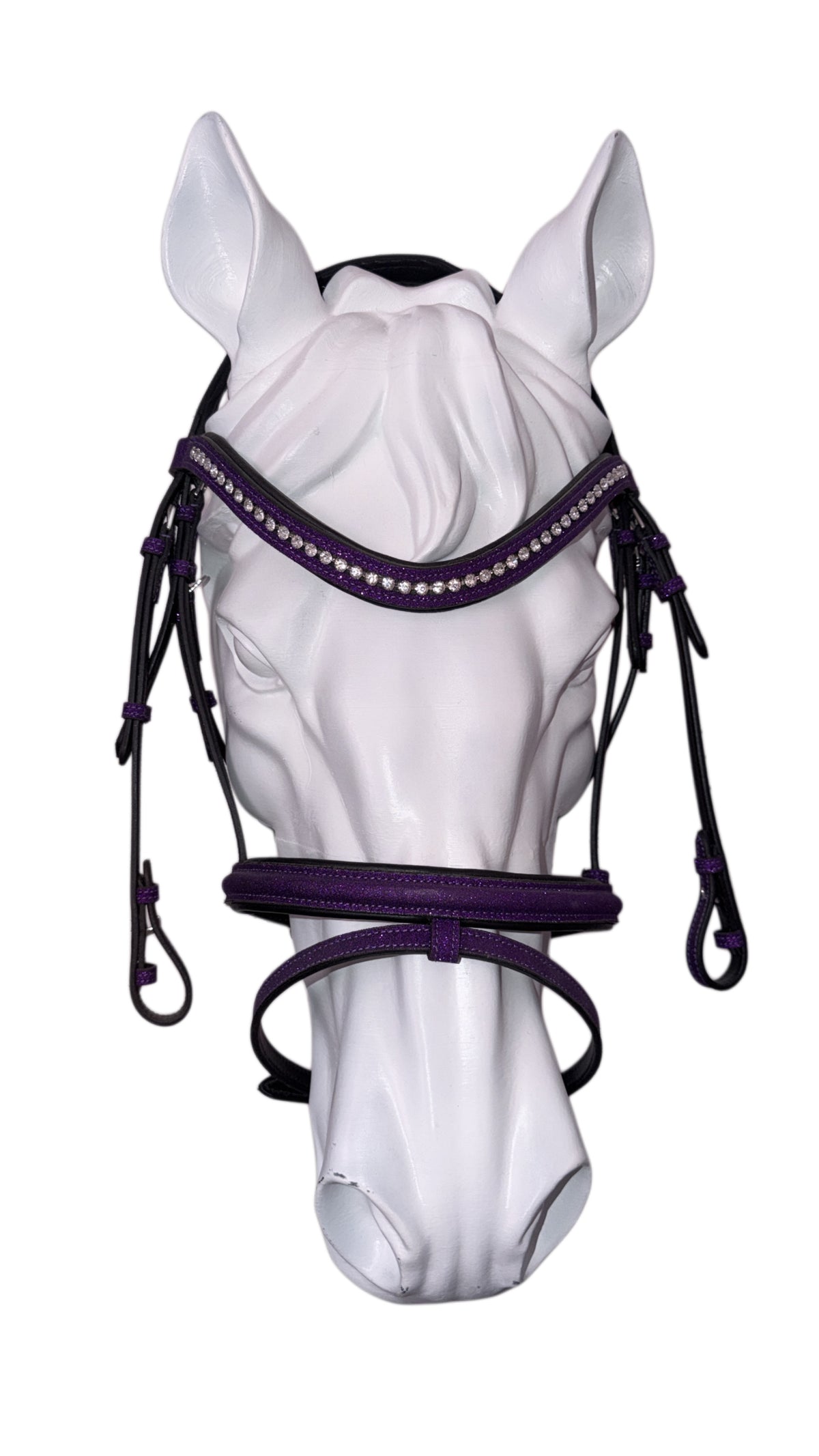 Bridle with reins purple glitter
