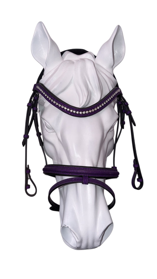 Bridle with reins purple glitter