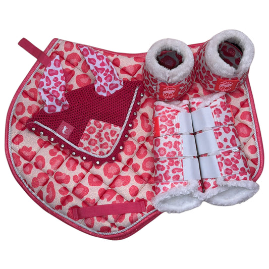 Set showjumping leopard fuchsia glitter