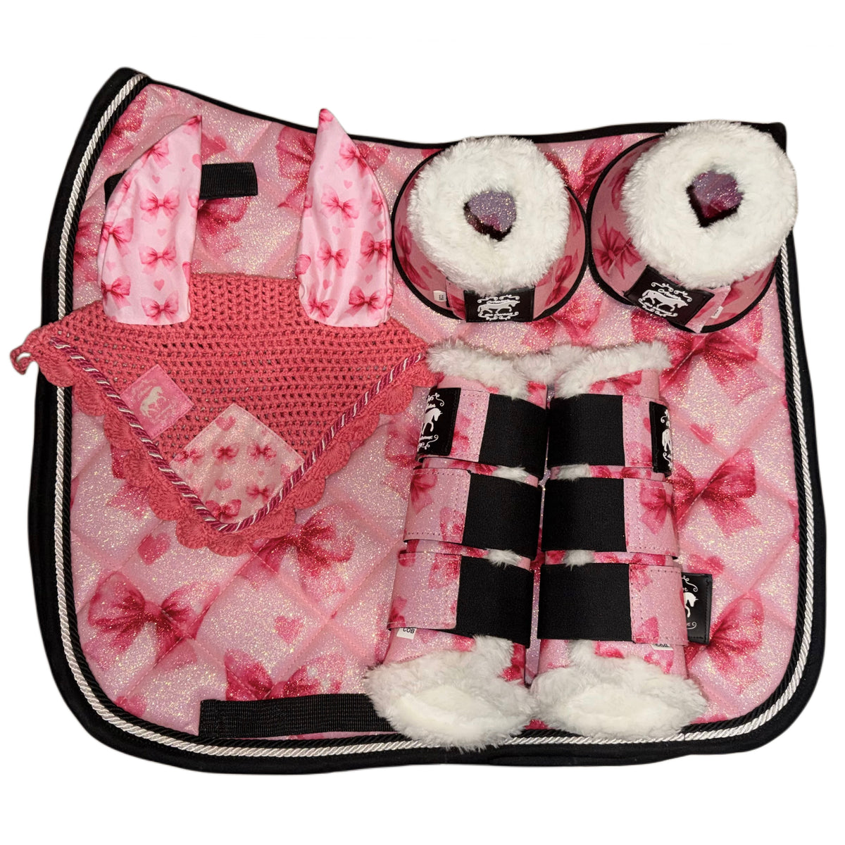 Set dressage with bow pink light glitter