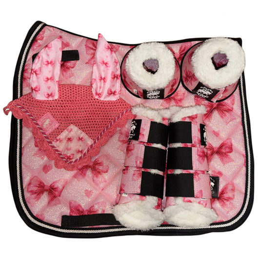 Set dressage with bow pink light glitter