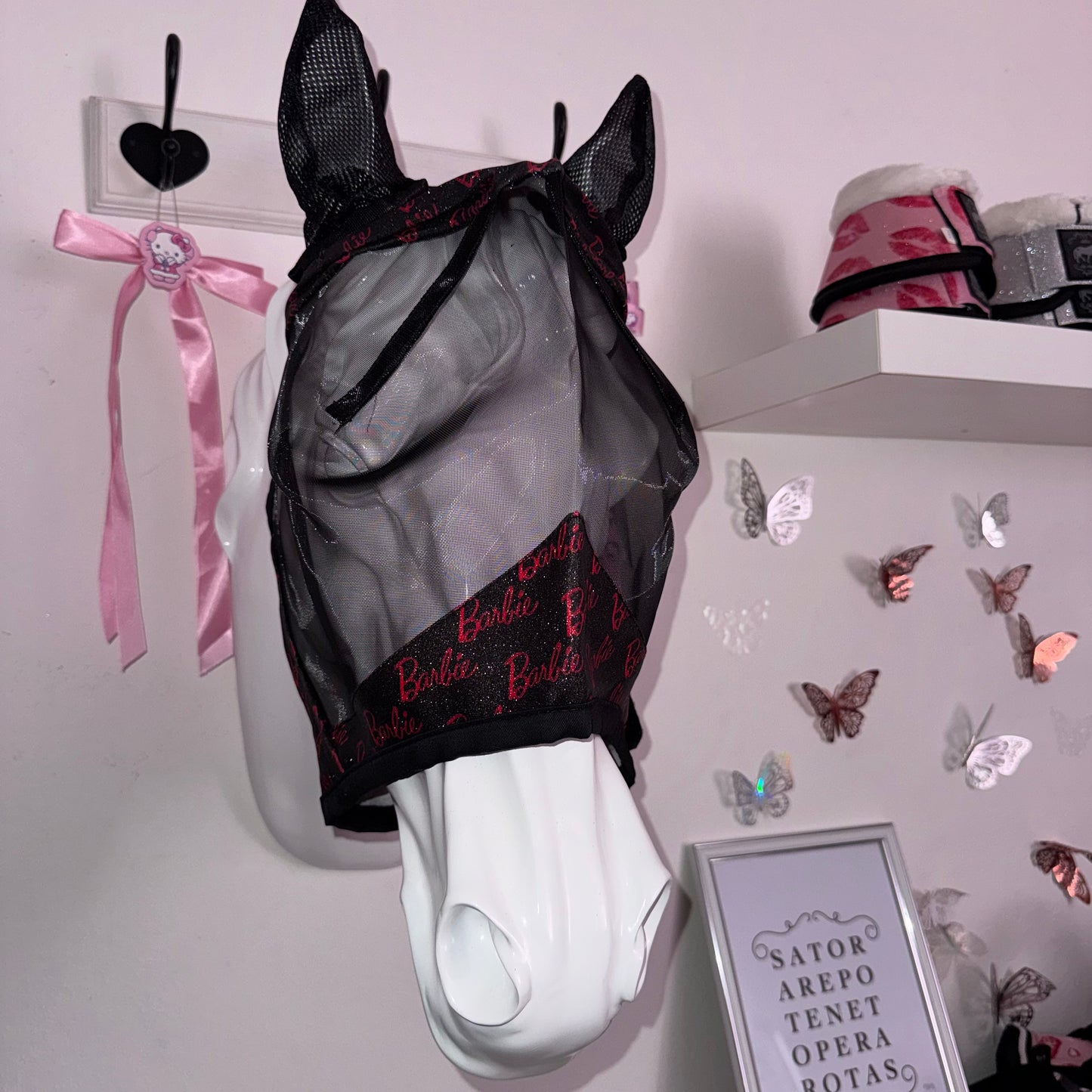 Fly-mask black and fucshia glitter