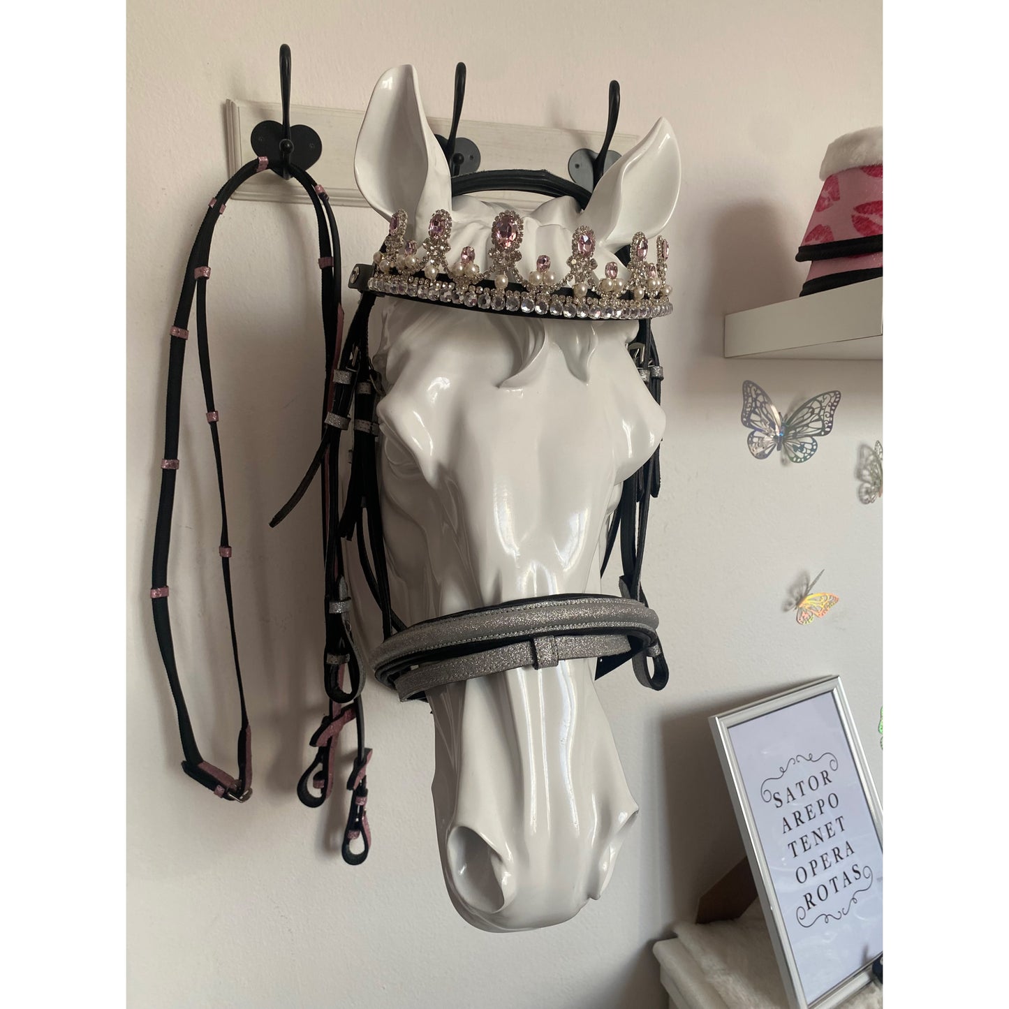 Testiera argento glitter con corona