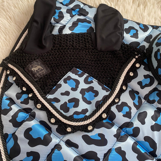 Completo da salto leopardato blu