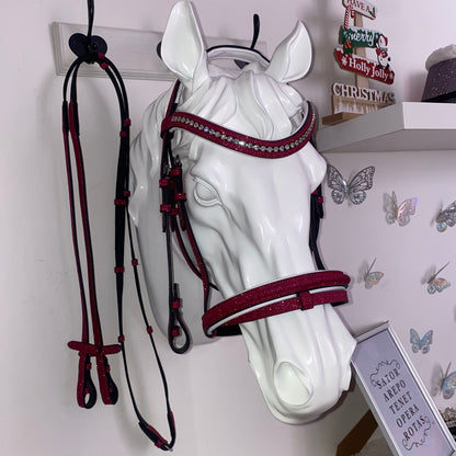 Headstall with fuchsia glitter reins