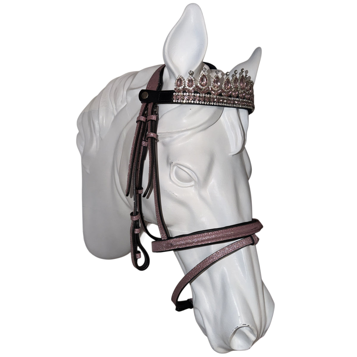Bridle and reins with crown pink glitter