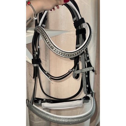 Bridle bitless with reins silver glitter