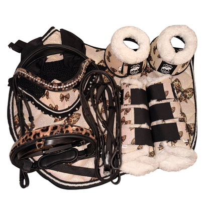 Set showjumping with leopard bows glitter