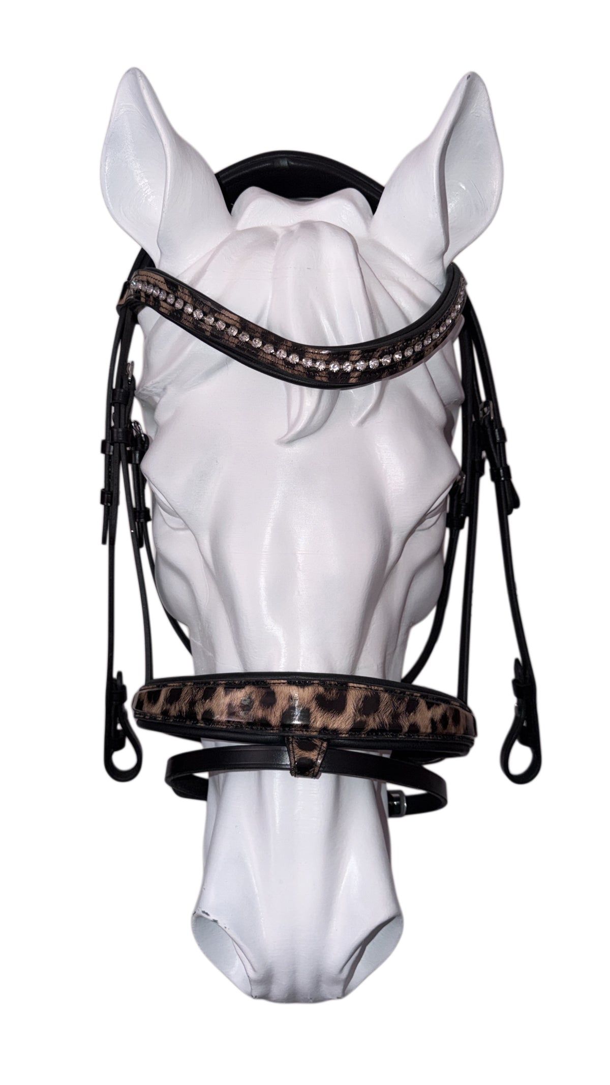 Bridle with reins leopard brown