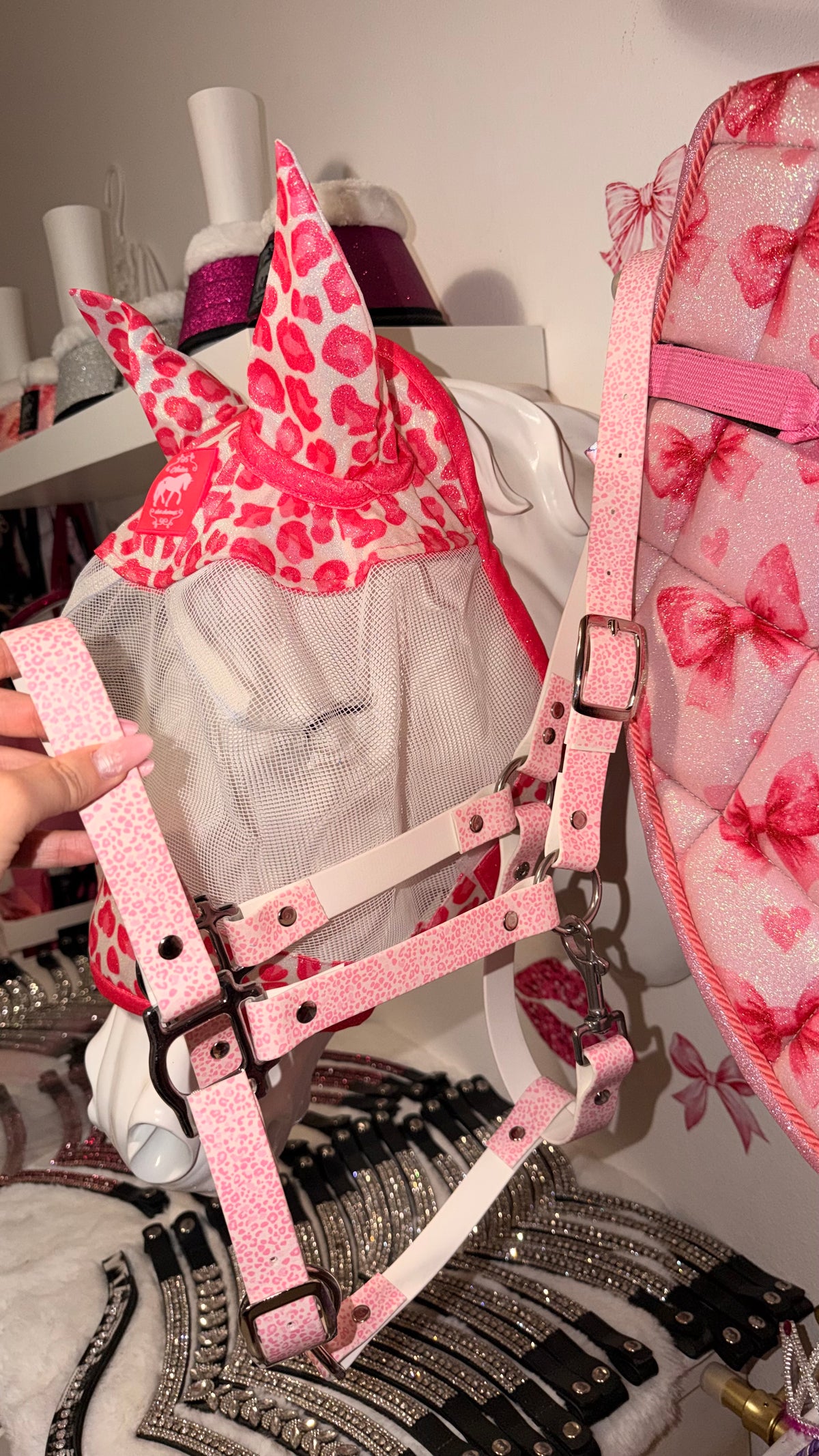 Halter BioThane Leopard pink