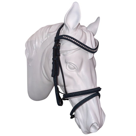 Bridle with reins dark blue glitter