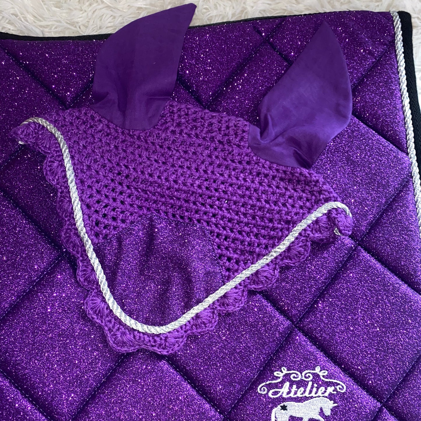 Sottosella e cuffietta da salto Viola glitter