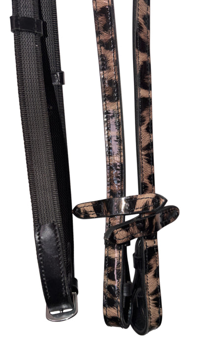 Bridle with reins leopard brown
