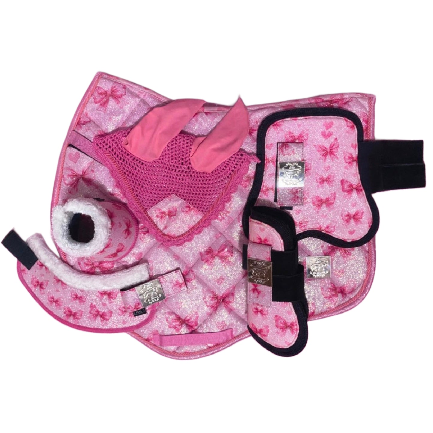 Set showjumping light pink with bows glitter