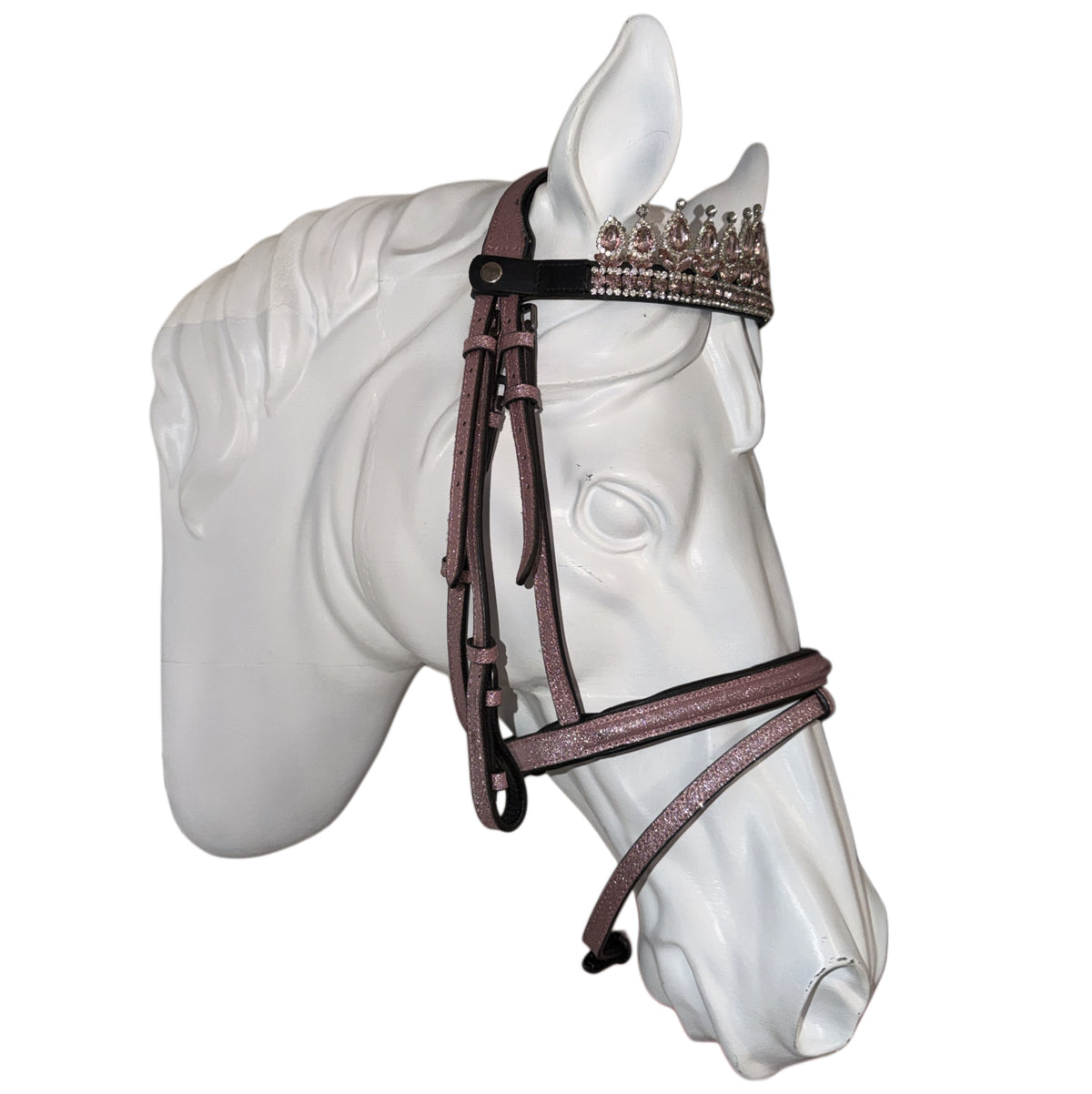 Bridle and reins with crown pink glitter