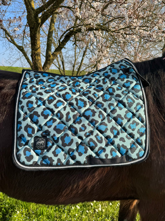 Saddlepad dressage Leopard blue glitter