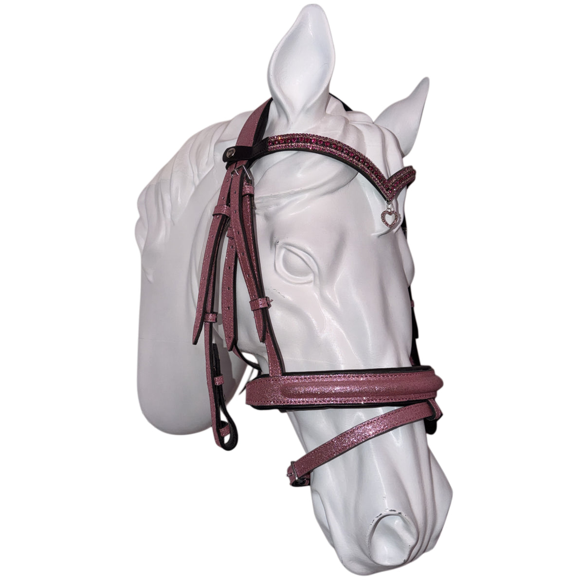 Bridle light pink with browband heart charm