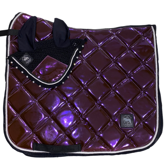 Sottosella e cuffietta da dressage viola metallizzato