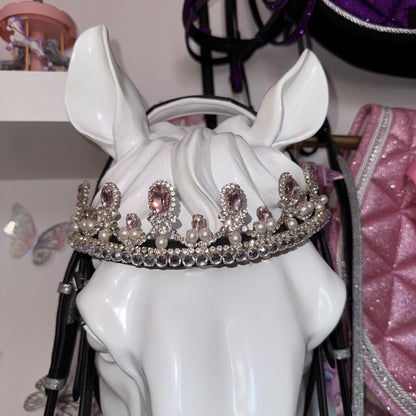Bridle, browband crown and reins silver glitter