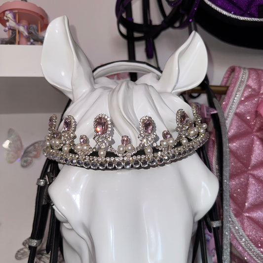 Bridle, browband crown and reins silver glitter