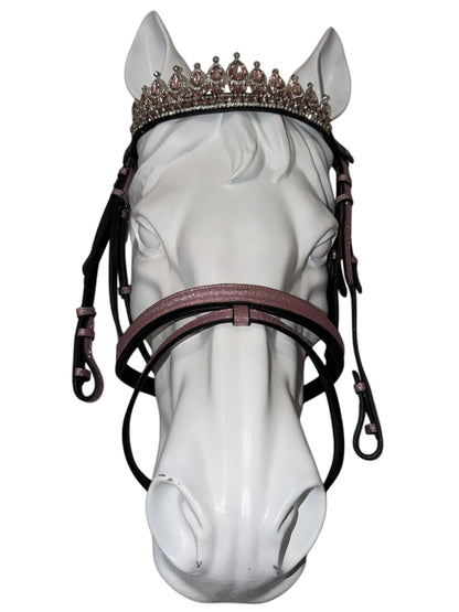 Bridle and reins with crown pink glitter