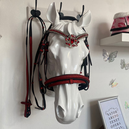 Testiera con redini rosso glitter con diamante