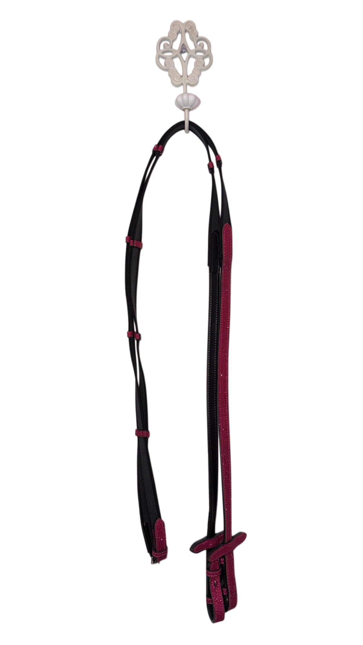 Headstall with fuchsia glitter reins