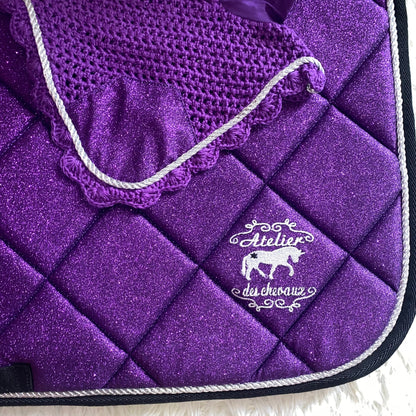 Sottosella e cuffietta da salto Viola glitter