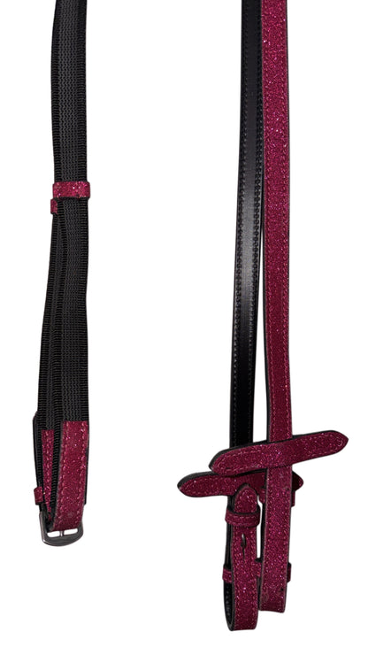 Headstall with fuchsia glitter reins