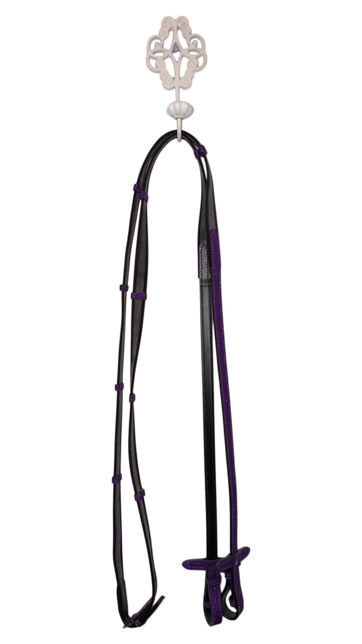 Bridle with reins purple glitter