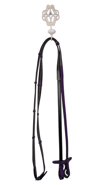 Bridle with reins purple glitter