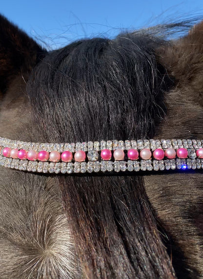 Frontalino con perle rosa