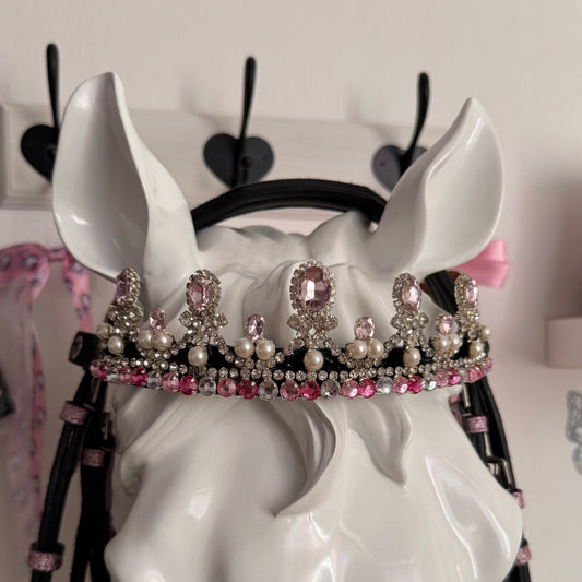 Browband crown light pink, fucshia and silver