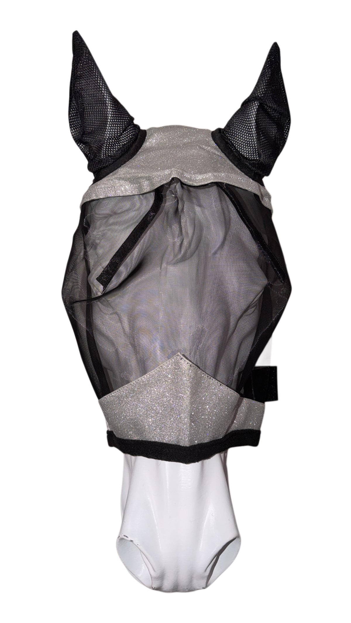 Fly-mask silver glitter