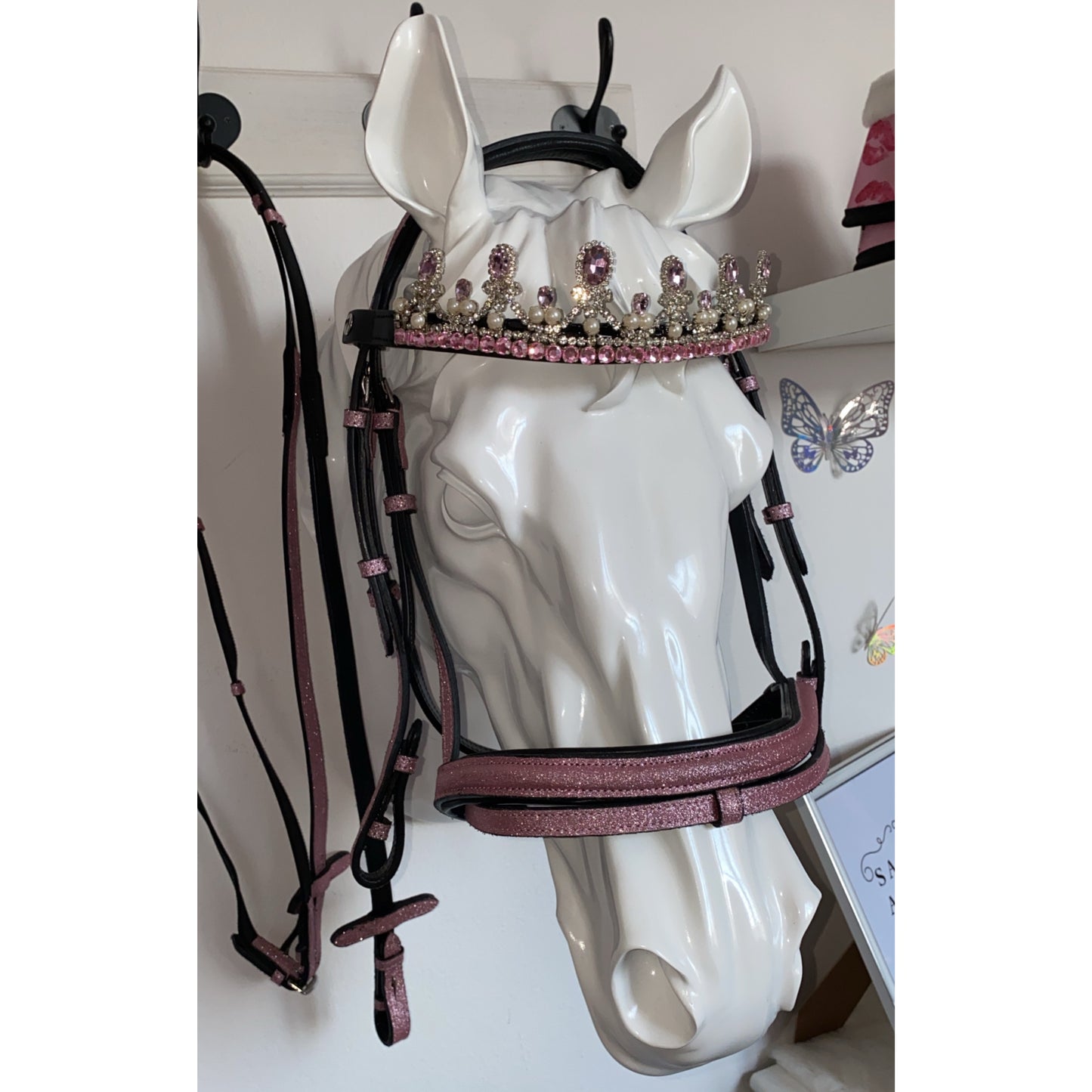 Testiera con redini rosa chiaro glitter