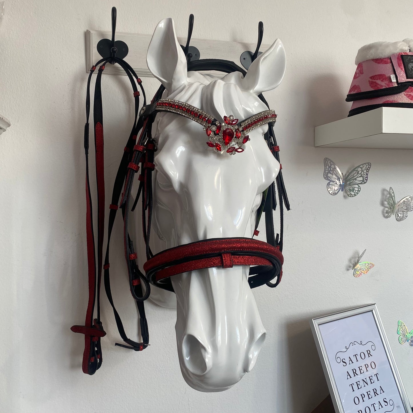 Testiera con redini rosso glitter con diamante