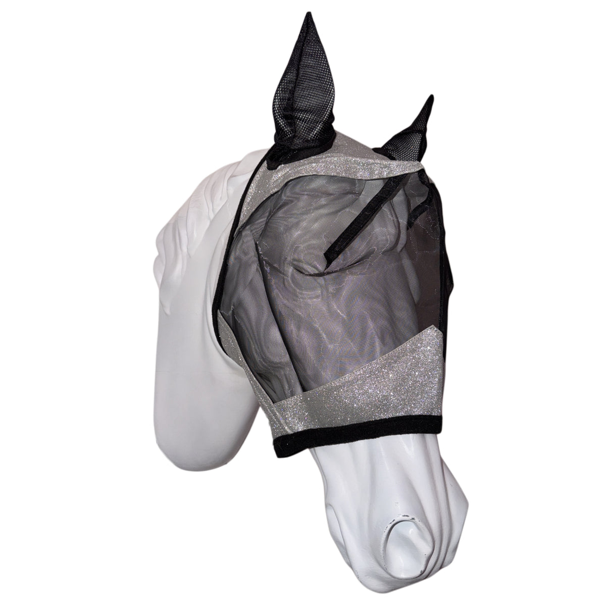 Fly-mask silver glitter