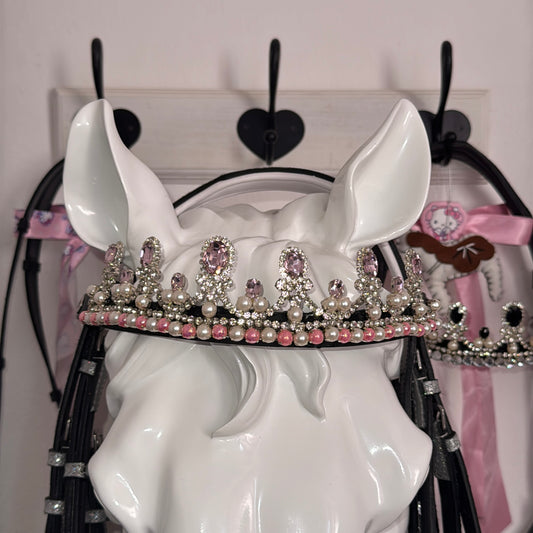 Browband crown with pearls white / pink