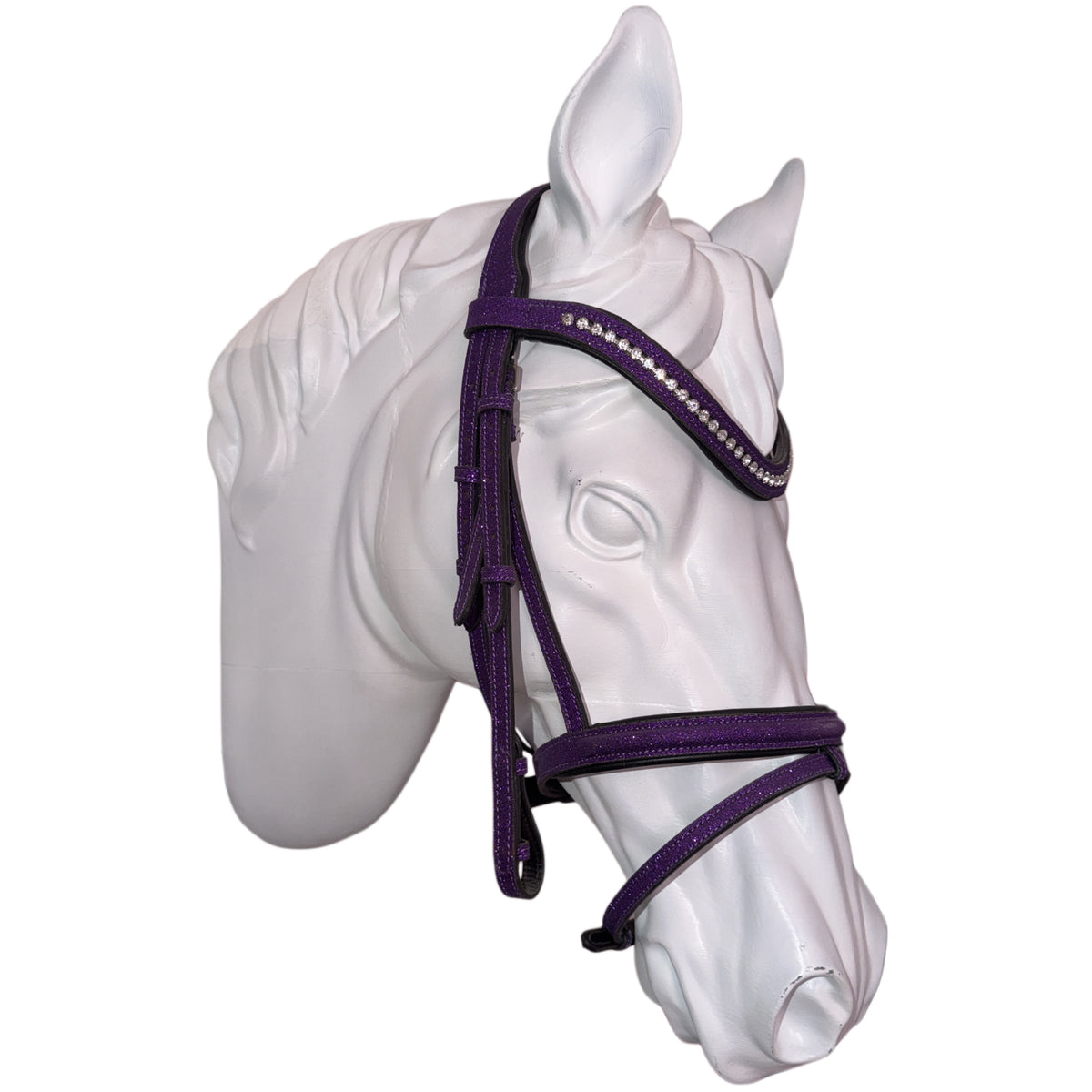 Bridle with reins purple glitter