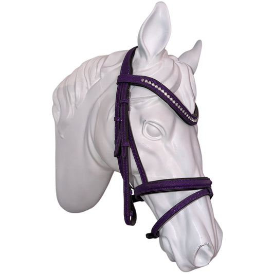Bridle with reins purple glitter