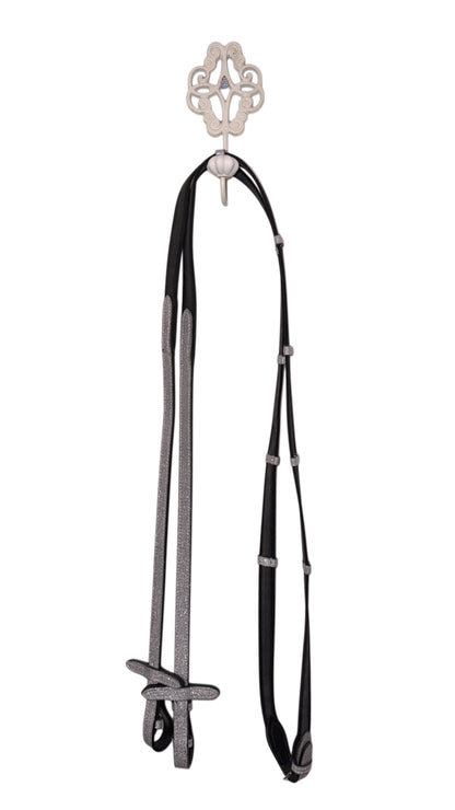 Bridle bitless with reins silver glitter