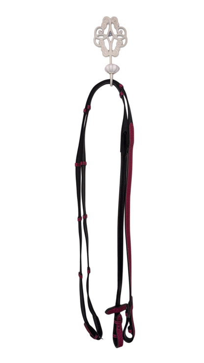 Bridle, browband heart charm and reins fuchsia glitter