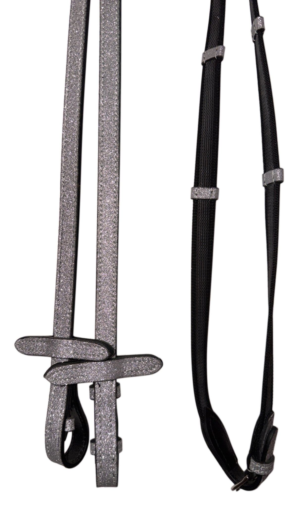 Bridle bitless with reins silver glitter
