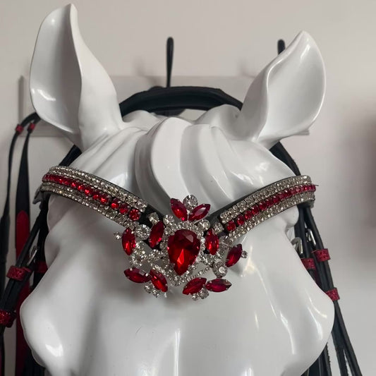 Testiera con redini rosso glitter con diamante