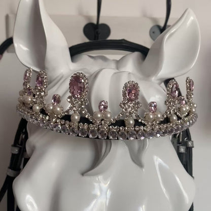 Frontalino corona argento/rosa