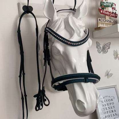 Bridle with reins dark blue glitter