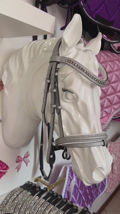Bridle with reins silver glitter