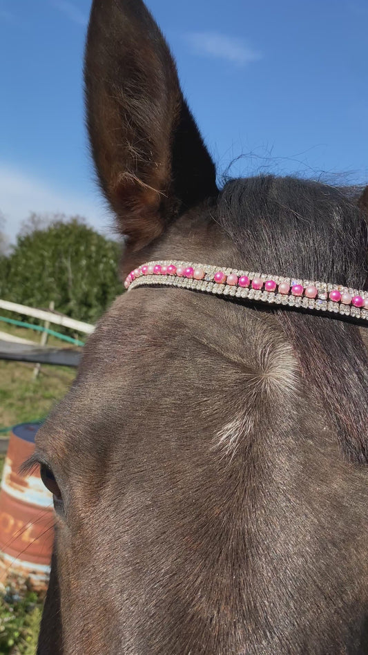 Frontalino con perle rosa