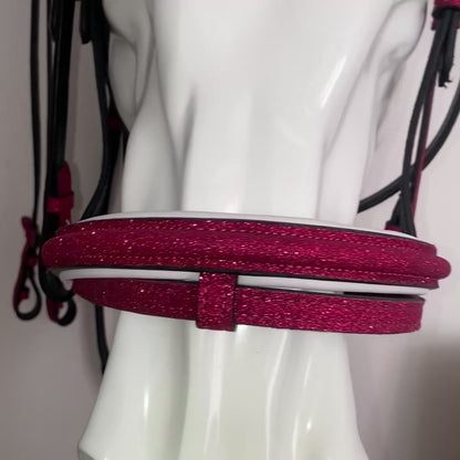 Headstall with fuchsia glitter reins